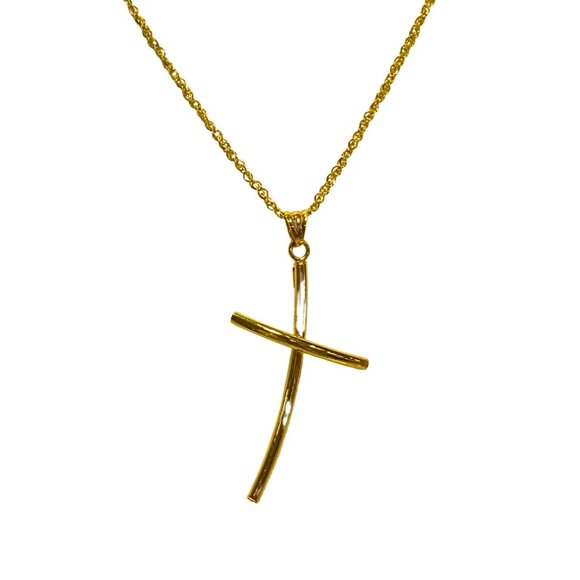 14K Yellow Gold Cross Pendant Necklace - Picture 2 of 2